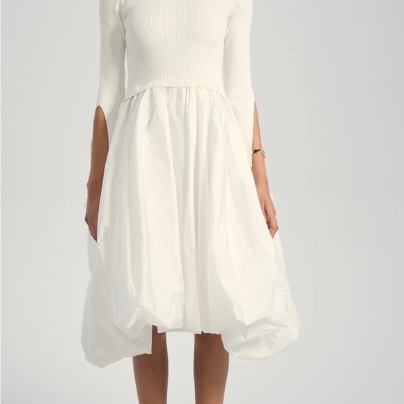 NWT Aleeza Paris Ivory Celeste Knit Bubble Dress Size XL - Picture 4 of 12